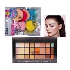 24 Color Full Cover Concealer Palatte+ Makeup Sponge/ Blender set